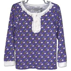 L+H Lila and Hayes Girls Alden Purple Campout Pima Cotton Pajama Top Size 6
